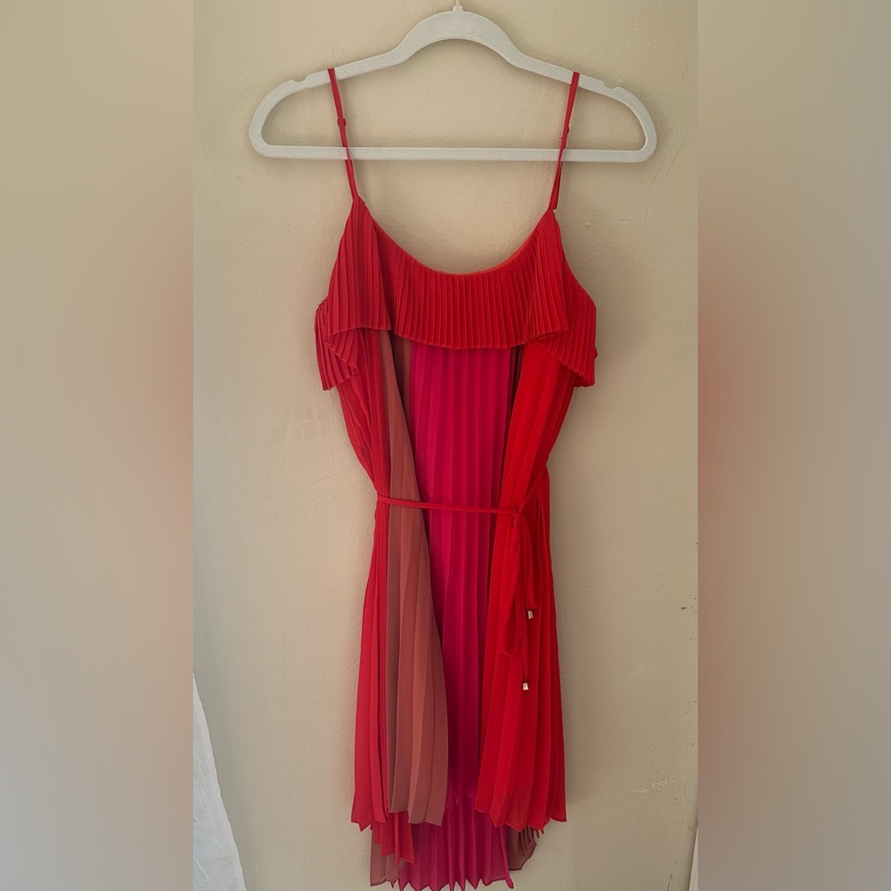 Adelyn Rae Pleated Red Dress